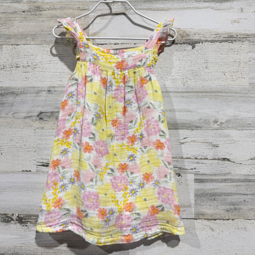 Angel Dear Muslin Dress Girls 2T Pink Yellow Floral Organic Cotton Boho EUC